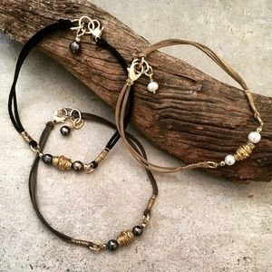 Suede and Pearl Necklace